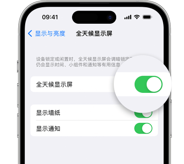 万全苹果15预约维修分享iPhone15如何设置全天候显示屏幕可见 